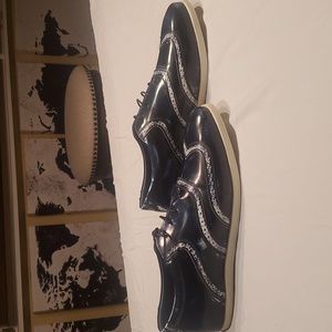 Versace Collection mens casual shoe size 44 European  and 11.5 USA blue and whit